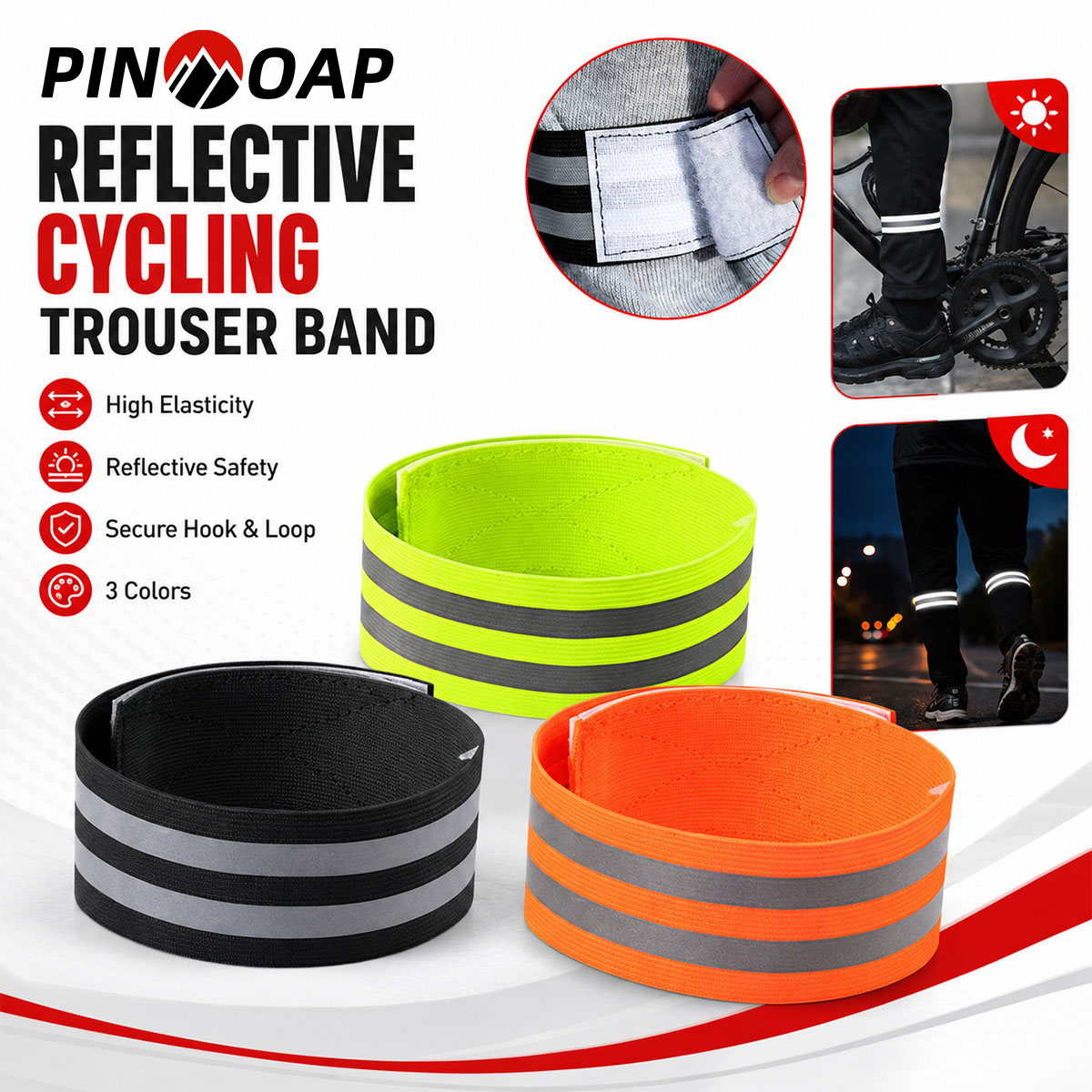 Cycling Commute Pants - PINMOAP 1/2PCS Cinta Refletiva para Perna