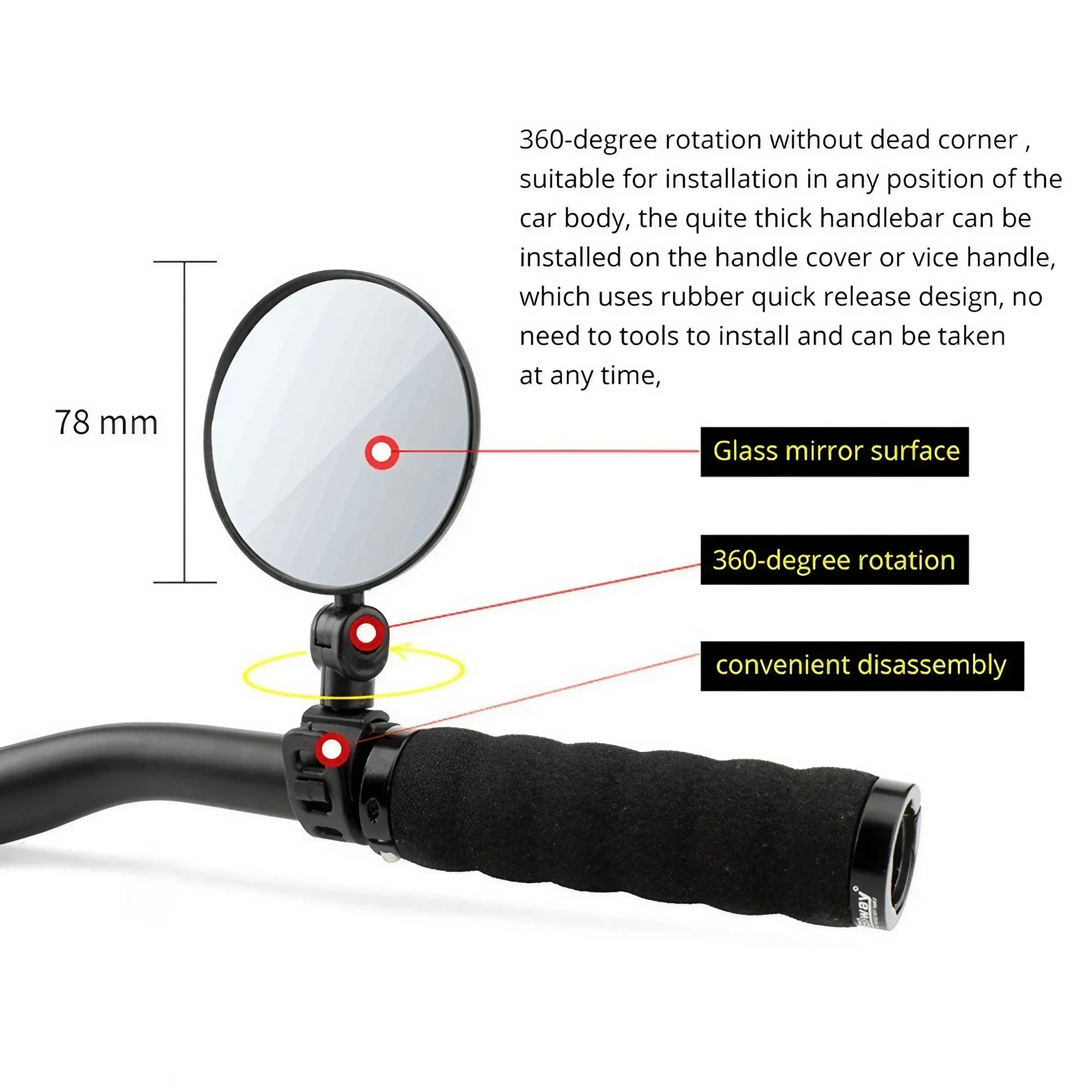 Espelho Retrovisor Ajustável p - Mirror Handlebar Convex avaliação e preço